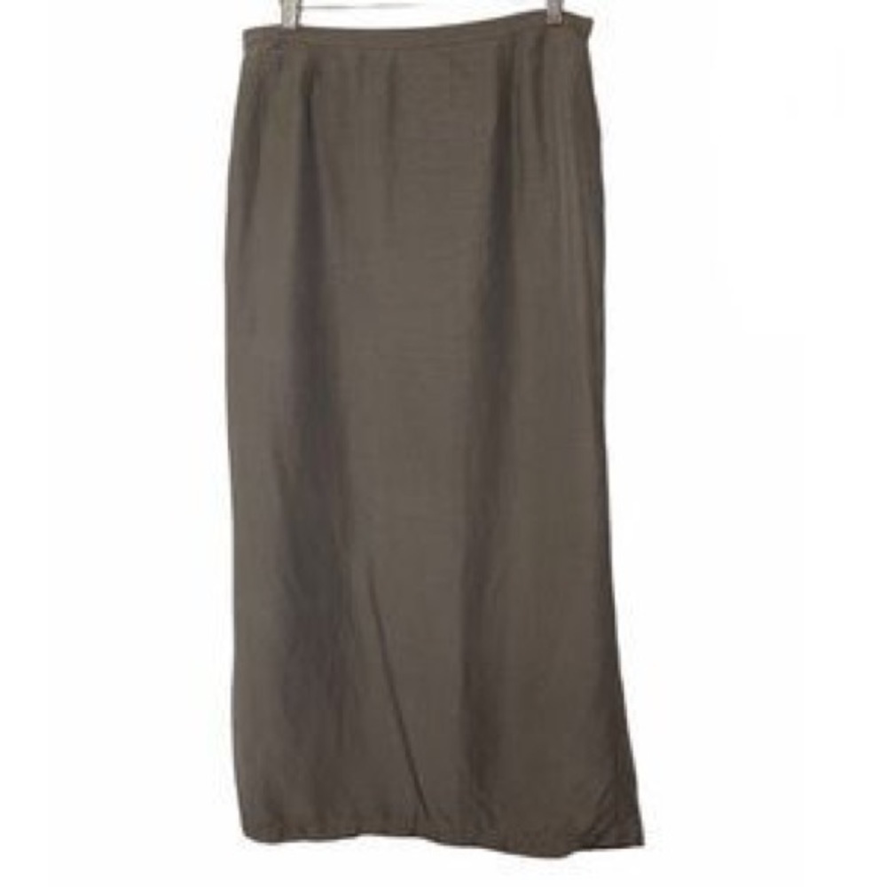 EILEEN Fisher Taupe Linen / Silk Long Skirt M